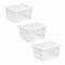 M1SS (Set of 3-37L Litre Clear Plastic Storage Box With Crystal Lids Home Office Stackable Nestable Container Made in U.K