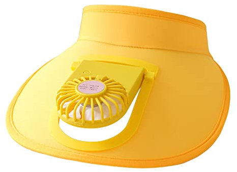 Ronyme Sun Visors Hat with Fan Visor Fan Hat for Adult Kid with 3 Gear Wind Speed and Large Area Sun Protection, Yellow