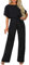 Sweezarmo Damen Elegante Halbe Ärmel Laterne Ärmel Jumpsuit Mit Gürtel Weites Bein Hose Jumpsuit L Große Schwarz