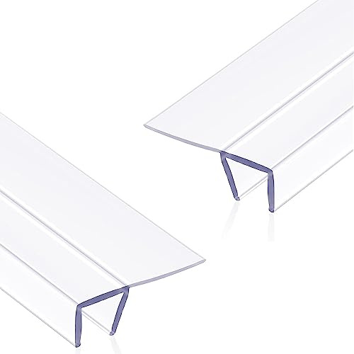 Paquete de 2 tiras de sellado de silicona tipo F para puertas de cristal de 2 m, para bañeras y duchas, protección contra corrientes, sellado de puertas y ventanas de oficina y balcón (10 mm)