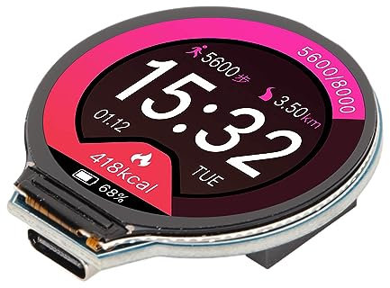 Gugxiom Placa MCU de Pantalla LCD Redonda de 1,28 Pulgadas para Pico, Pantalla LCD IPS con Flash Integrado de 264KB SRAM 4MB con Dual Core Arm Cortex M0+