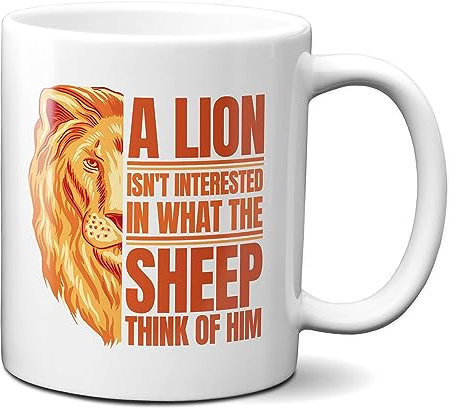 Planetacase Taza A Lion Isn'T Interested In What The Sheep Think of Him - Taza Desayuno Frases de Motivación - 330 ml