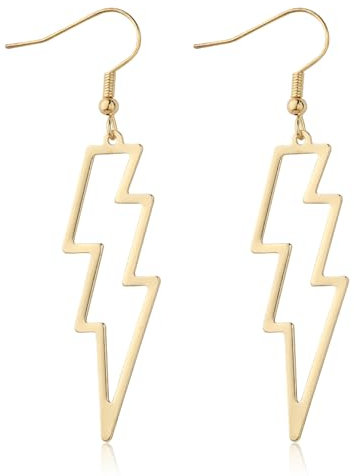 Gold Blitz Ohrringe Damen - Metall Lightning Tropfen Ohrringe für Damen und Mädchen - 80er Jahre Party Zubehör