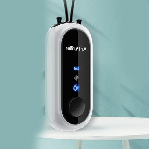 Wearable Personal AirPurifiers, Hanging-neck Negative Ions Purify Air Machine, Portable AirPurifier Eliminates Smoke Dust Smells(White)