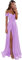 GODCUN Robes de demoiselle d'honneur à épaules dénudées pour mariage, robes de soirée formelles en satin avec fente, lilas, 42