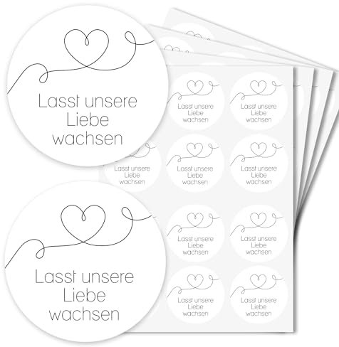 48er Set Blumensamen Aufkleber Herzlinie weiß-schwarz I dv1271