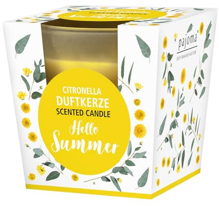 pajoma® Duftkerze im satinierten Glas, Hello Summer | Brenndauer: 25 Stunden, in edler Geschenkverpackung | Premium Qualität