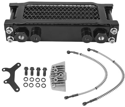 Qiilu Sostituzione per Kit Radiatore Olio Monkey 125 da a Dirt Pit Bike - Costruzione in Alluminio Ad Alta Efficienza per Un Raffreddamento Rapido (Black)