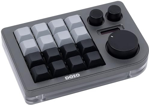 CutiePcs DOIO KB16 Aluminium-Makro-Pad Megalodon Triple Knob, VIA-kompatibel, Mini-Tastatur für Designer (Grau)