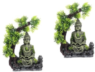 Housoutil 2st Stein-Statue-Ornament Aquariumdekorationen Feng-Shui-Buddha-Figuren Schreibtischaufsatz Fengshui-Statue Axolotl Tank Zubehör Aquarium- Sammlerfigur Harz Sandkasten China