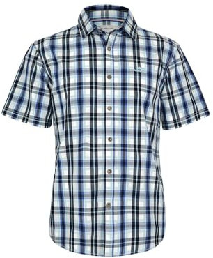 Weird Fish Judd Short Sleeve Check Shirt Blue Surf Size XL