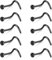 Decentraland 10 Stück Schwarz-Schwarz (S-förmiger Nasenring) Nasenstecker aus Chirurgenstahl/Titan für Damen-Nasenloch-Piercing-Schmuck, 20 g