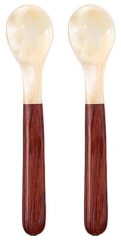 Juego de 2 cucharas de caviar hechas a mano, de nácar, de 12 cm, de nácar, de río, de nácar, de larga duración, para postre, helado