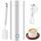 Bollitore Acqua Calda Elettrico Viaggio Portatile Piccolo 400ml, Tazza Teiera 3 in 1 Scaldabagno Mini Acciaio Inox Spegnimento Automatico, Thermos Bianco per Tè Caffè Latte e Fast Food, 220V, 300W