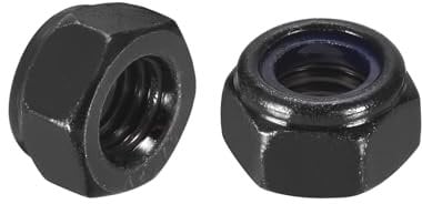 sourcing map 10Pcs M8 x 1.25 Nylon Insert Hex Lock Nut, Carbon Steel Self-Locking Nylon Insert Stop Nut for Industrial Construction Fasteners, Black&Black