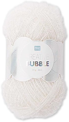 Frida's Wollhaus Rico Design 50 g Creative Bubble Schwammgarn Wolle Stricken Häkeln 57 Farben (001 | Weiß)