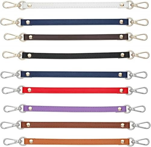 28 cm Lederhandtaschengriff für Damen, kurzer Taschengurt, austauschbarer Schultergurt, Taschengürtelgriff, Taschenzubehör, gelb-Silberne Schnalle, 28 cm