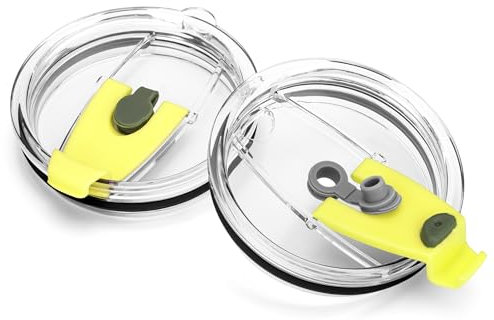 Diumepo 20 oz Tumbler Replacement Lids Fits for 20 oz YETI Rambler, 2 Pack Spill-proof Lids,Covers for 20 Ounce Tumbler Cup(Yellow)