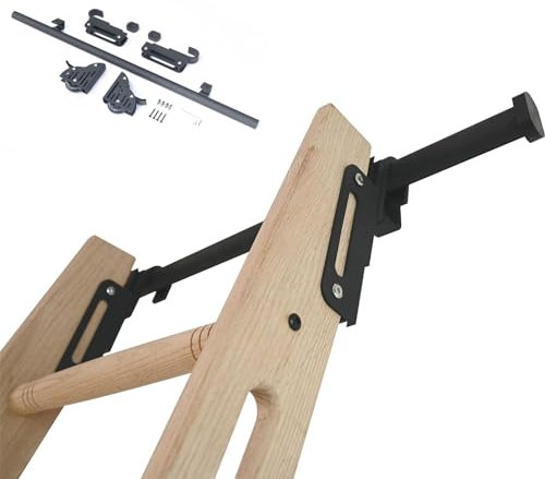 Einhängbare Bibliotheksleiter-Hardware, komplettes Schienenset, Teleskop-Hakenrolle Oben, Bodenrollen mit Bremsen (ohne Leiter), vielseitig einsetzbar für Dachbodentreppen/Bücherregale (Größ
