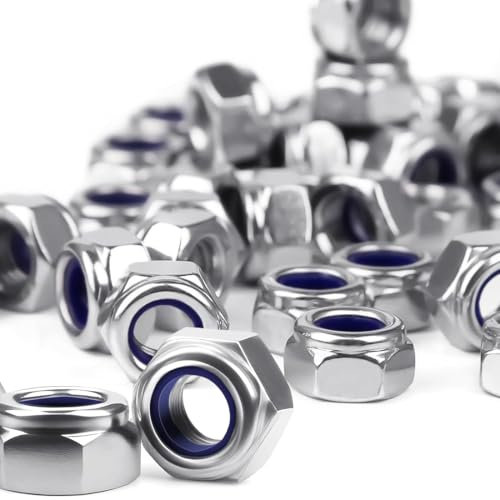 YOYEAH 50 Pezzi DIN985 Dadi autobloccanti M6 in Acciaio Inox A2 V2A