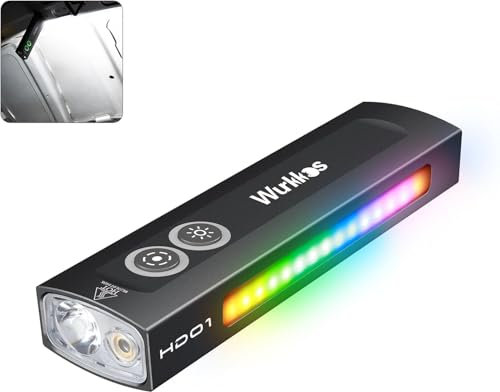 Wurkkos HD01 LED Taschenlampe wiederaufladbar, grünerlicht, Hauptled für Weißlicht mit RGB Seitenlicht, 1200 Lumen tragbare Taschenlampen mit magnetische, cob taschenlampe, Arbeitslicht für Reparatur