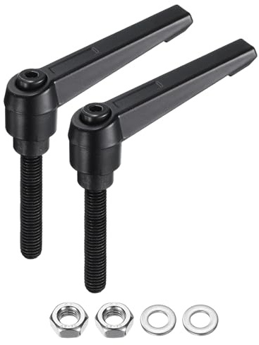 sourcing map 2 manijas ajustables de palanca M8 x 40 mm, rosca métrica macho con tuercas, arandelas, juego de manijas de sujeción de nivel, pomos de mano giratorios, pernos con palanca de bloqueo,