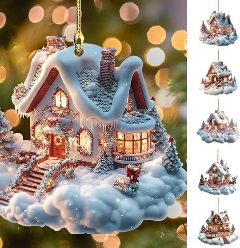 Weihnachtsbaum Schmuck, Weihnachtsbaumschmuck Mini Lustige Weihnachtslandschaft Anhänger - Ausgefallene Weihnachtshäuser Weihnachtsanhänger Aesthetic Christmas Tree Ornaments Weihnachtsdeko