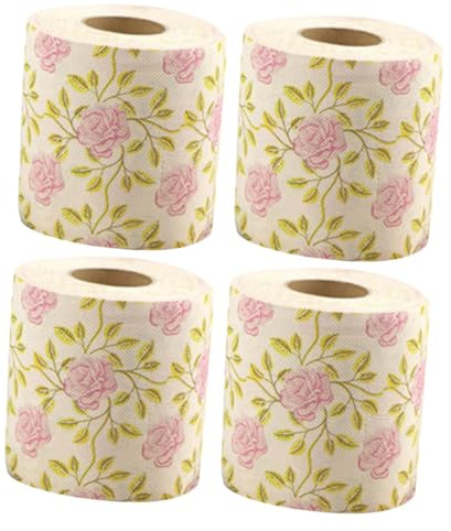 Ciieeo 4rollen Farbiges Toilettenpapier Bambuszellstoff Rosenmuster Dekoratives Badpapier Praktische Toilettenpapierrolle Für Badezimmer