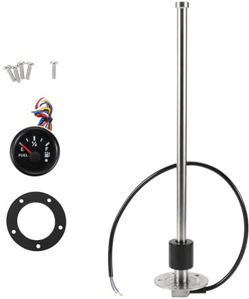 A ABSOPRO Fuel Sending Unit and Gauge Kit 342mm Length Boat Fuel Sending Unit Marine Fuel Sender Unit Metal Black Silver Tone 1 Set 240-33 Ohm