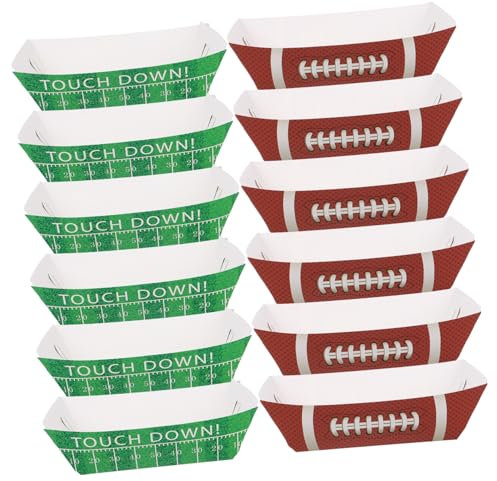 Ipetboom Paper Food Serving Tray: 20pcs Football Rugby Boat Plates for BBQ, Camping - 4.3X2.6X1.7in Disposable Bowls for Snack Appetizers - Movie, Carnivals, Picnics Birthday Party Supplies
