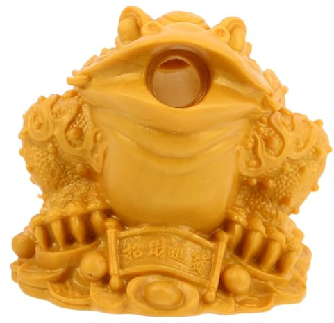 Zerodeko Golden Toad Ornament Small Size Orange Color Spitting Frog Tea Pet for Home Garden Pond Decoration Water Flow Feature and Compatible Pump