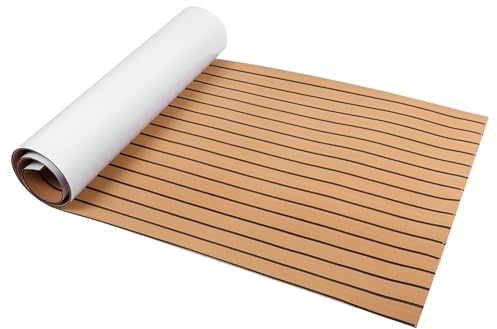 Yechiry 90x240cm 6mm Boat Floor Mat Marine Decking Sheet, EVA Foam Boat Flooring Self-Adhesive Non-Slip Water Proof Closed Cell Thick for Jon, Ship, Yacht, Kayak, RV (Gold + Black)