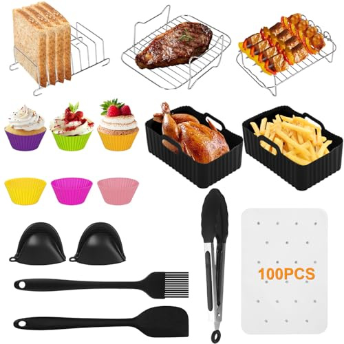 Ninja Heißluftfritteuse Zubehör - Airfryer Zubehör für Ninja Foodi Max Dual Zone Heißluftfritteuse AF400EU AF451EU AF300EU 7.6L-9.5L, BPA-frei, Air Fryer Accessories für Ninja heißluftfritteuse
