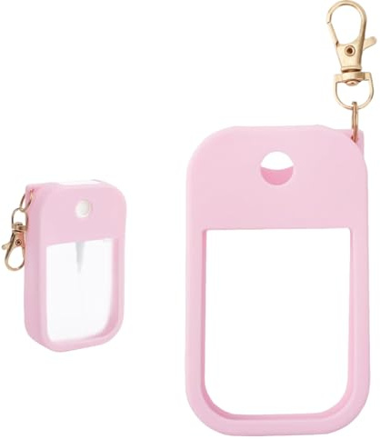 Hand Sanitizer Case - Homiladi Silicone Case Compatible with Hand Sanitiser Sprays | Hand Sanitiser Holder for Touchland Spray 1FL OZ | Incidentally Keychain Accessory (Pink)​