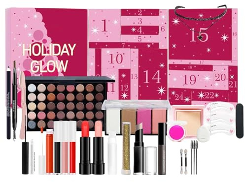Weihnachts-Countdown-Kalender – 24 Tage Beauty Kalender | Kosmetik Set – Mit 24 Festlichen Überraschungen Ideal Für Partys Hochzeiten Verabredungen Schulveranstaltungen Oder Geschenkideen