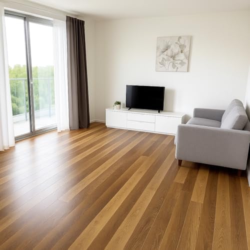 Home Treats Pack Of 6 Waterproof Laminate Floorboard Flooring Planks, Solid Wooden Flloring For Home, Kitchen, Living Room, Bedrooms, Size 122cm x 20cm (Rustic)