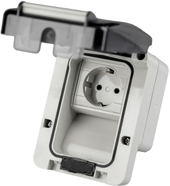 Ladeschukosteckdose Wasserdichte IP66 Außensteckdose für E-Auto & Hybrid – Wasserfest Abdeckung Schuko Ladestation EU Qualität (Aufputz)