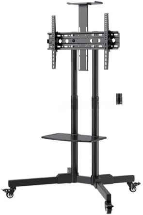 Mobile TV Stand Rolling Cart For LCD TV 32-85 Inch Adjustable Height Portable Large Screen Display Holder With Shelf Wheels.(50-85 inch)