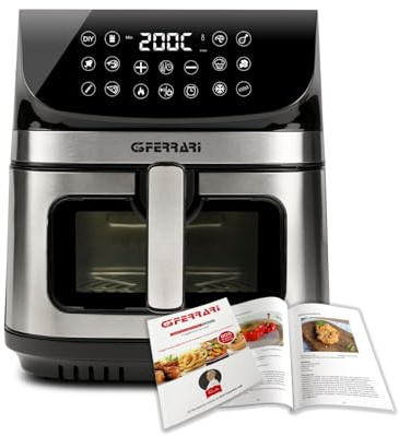 G3 Ferrari G10215W Friggitrice ad Aria Friggisano Star, 2200W, Capacità XXL 9 L, Doppia Resistenza; Display Digitale con 12 Programmi; Termeratura regolabile (80 °C-200°C), Ricettario