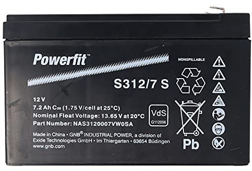 Exide Powerfit S312/7S Blei Akku, Anschluss 4,8, VDS, Bleigel Akku 12V 7 Ah