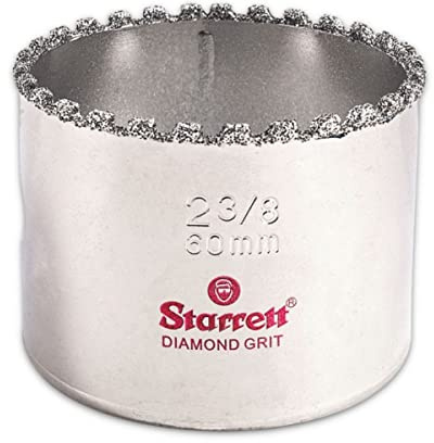 Starrett Diamond Grit Hole Saw - Ideal for Drilling Small Diameter Holes - 2-3/8 Diameter, 1-5/8 Cutting Depth, 5/8-18 Thread Size, XA2/XA10 Arbor, Silver - KD0238-N