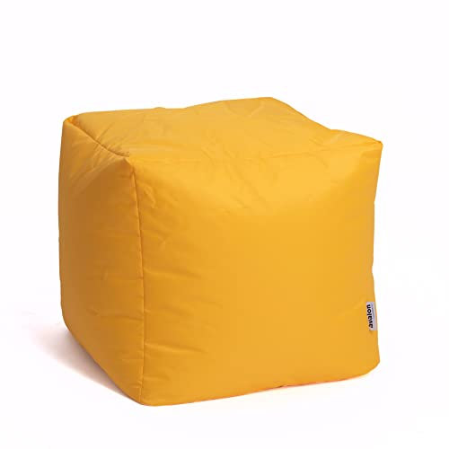 Avalon - Pouf Poggiapiedi CUBO Jive, Puff Poggiapiedi Divano quadrato, Puffo Imbottito in Tessuto Tecnico Resistente e Antistrappo, Comodo e Impermeabile, Made in Italy(45cm-Giallo Limone)