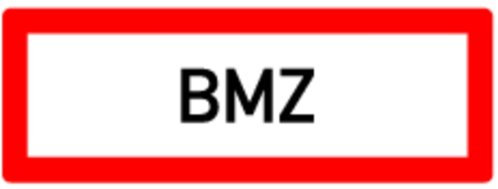 LEMAX® Feuerwehrschild, BMZ (Brandmeldezentrale) - DIN 4066 Kunststoff langnachleuchtend weiß/schwarz/Randfarbe: rot 297x105mm