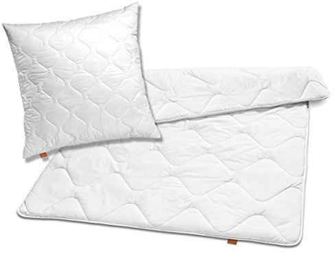 sleepling Sommer Bettdecke 155x220 Set mit Kissen 80x80, Bettzeug | Sommerdecke und Kopfkissen, Sommerbettdecke leicht 155 x 220, Decke Made in EU, Ökotex, Waschbar 60 Grad, 100% Mikrofaser