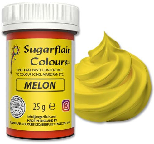 Sugarflair Spectral Melon Lebensmittelfarbe Paste, hochkonzentrierte Lebensmittelfarbe für Buttercreme, Zuckerpaste, Royal Icing, Kuchenmischungen und mehr! Lebensmittelfarbstoff - 25g