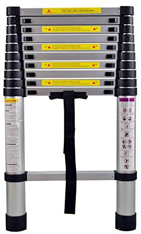 HENGMEI 3.2m Scala Telescopica in Alluminio Scala Pieghevole Portatile Scala Retrattile Estensibile per Casa, Ufficio