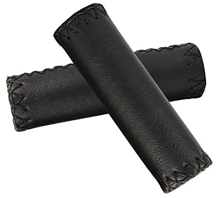 Vgeby1 Fahrrad Lenkergriffe, 1 Paar Retro Kunstleder Fahrrad Lenkergriffe Fahrradgriffabdeckung Griffe(Schwarz) Fahrräder Und Ersatzteile Fahrradgriffe Leder Schwarz