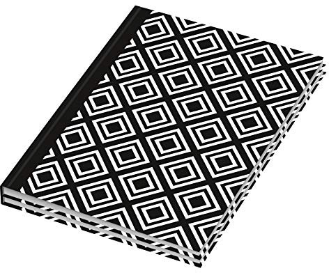2er Pack Notizbuch/Kladde blankoblack & white Rhombus DIN A5