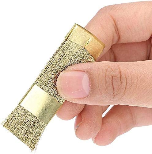 Nail Drill Bits Cleaning Brush, Copper Wire Drill Cleaner Brushes Manicure Accessories Tools (Golden Color)