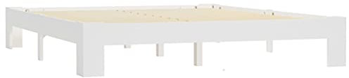 vidaXL Kiefernholz Massiv Bettgestell Holzbett Doppelbett Futonbett Massivholz Bett Bettrahmen Lattenrost Schlafzimmerbett Weiß 160x200cm